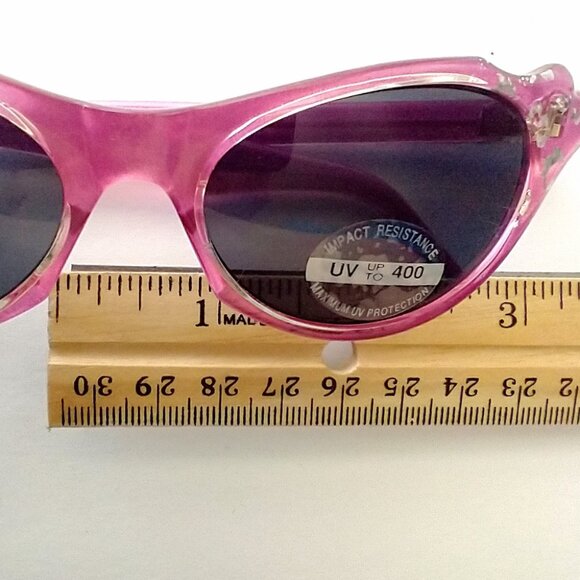 Sunglasses Retro Cat Eye Fuschia Glitter Frame Gray Lens - Picture 13 of 14